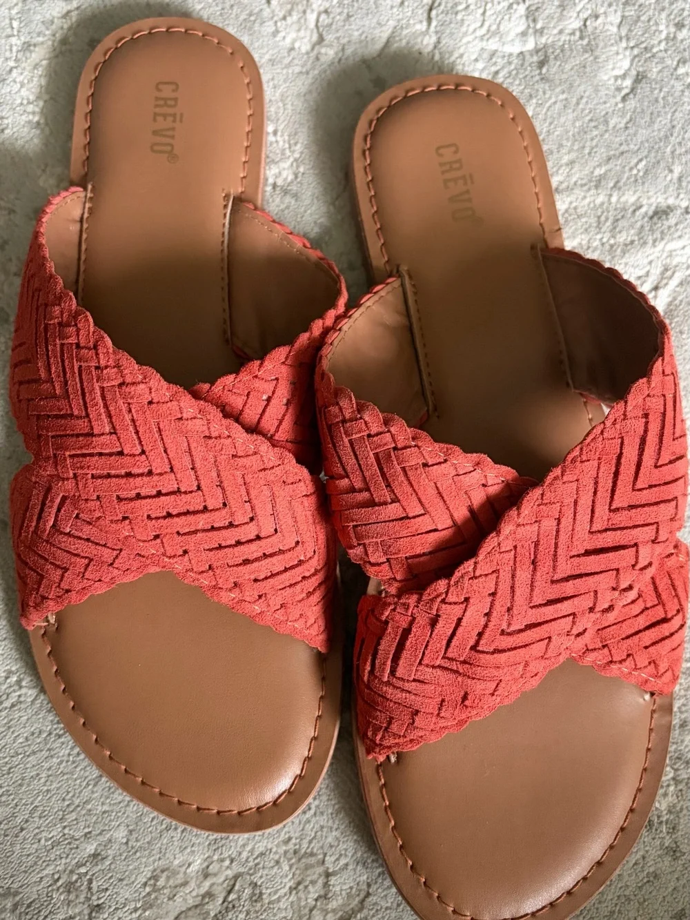 Crevo Women's Coral Braided Crossband Slide Sandals
